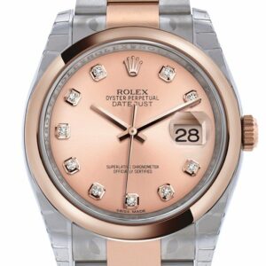 Rolex Datejust 36 Pink Set With Diamonds Dialsteel And 18K Rose Gold Oyster Watch 116201 / None