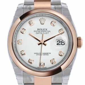 Rolex Datejust 36 White Set With Diamonds Dial Steel And 18K Rose Gold Oyster Watch 116201 / None