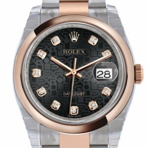 Rolex Datejust 36 Black Jubilee Design Set With Diamonds Dial Steel And 18K Rose Gold Oyster Watch