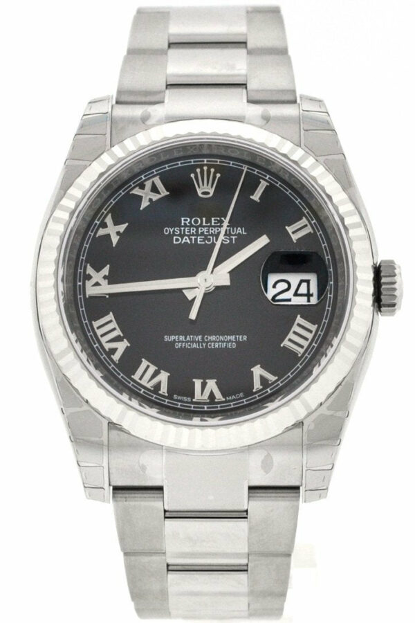 Rolex Datejust 36 Black Roman Dial Steel And 18K Gold Unisex Watch 116234