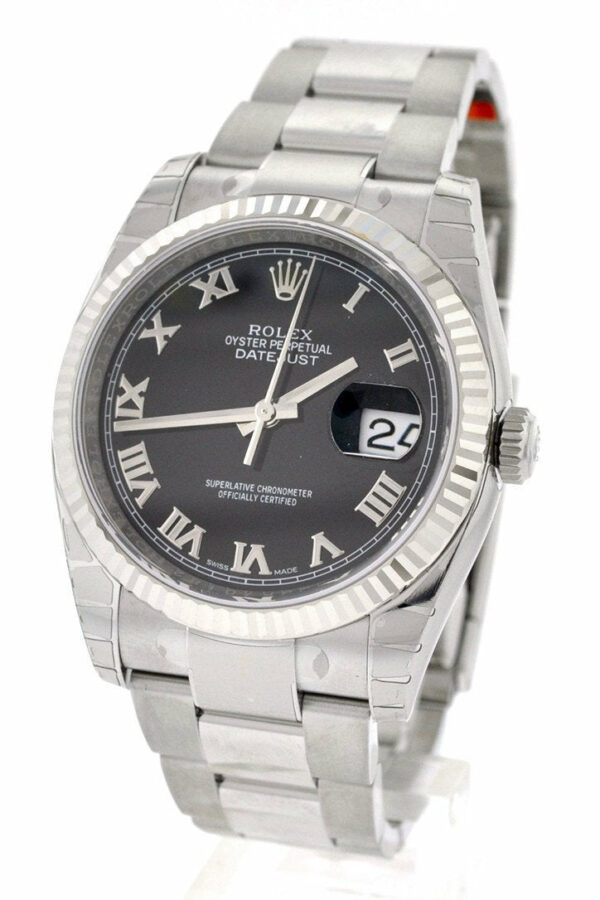 Rolex Datejust 36 Black Roman Dial Steel And 18K Gold Unisex Watch 116234