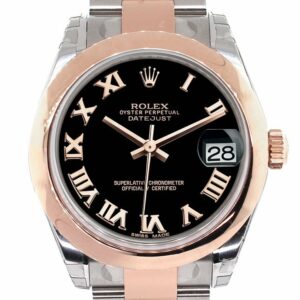 Rolex Datejust 31 Black Roman Dial 18K Rose Gold Two Tone Ladies Watch 178241 / None