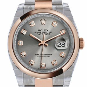 Rolex Datejust 36 Steel Set With Diamonds Dial And 18K Rose Gold Oyster Watch 116201 Silver / None