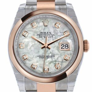 Rolex Datejust 36 White Mother-Of-Pearl Set With Diamonds Dial Steel And 18K Rose Gold Oyster Watch