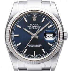 Rolex Datejust 36 Blue Dial Gold Bezel Steel And 18K Mens Watch 116234