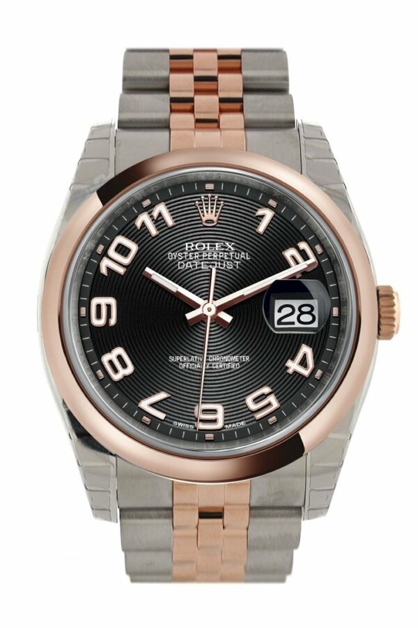 Rolex Datejust 36 Black Arab Dial Steel And 18K Rose Gold Jubilee Watch 116201 / None