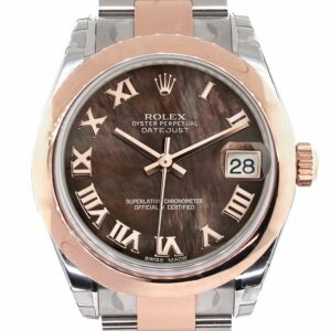 Rolex Datejust 31 Black Mother Of Pearl Roman Dial 18K Rose Gold Two Tone Ladies Watch 178241 / None