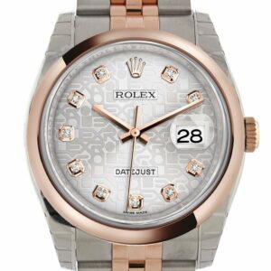 Rolex Datejust 36 Silver Jubilee Design Set With Diamonds Dial Steel And 18K Rose Gold Watch 116201