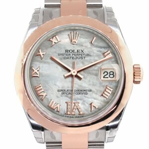 Rolex Datejust 31 White Mother Of Pearl Roman Large Vi Set With Diamond Dial 18K Rose Gold Two Tone