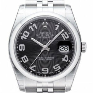 Rolex Datejust 36 Black Concentric Dial Stainless Steel Jubilee Mens Watch 116200 / None