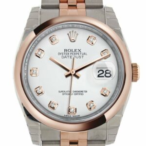 Rolex Datejust 36 White Set With Diamonds Dial Steel And 18K Rose Gold Jubilee Watch 116201 / None