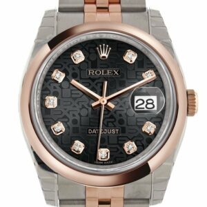 Rolex Datejust 36 Black Jubilee Design Set With Diamonds Dial Steel And 18K Rose Gold Watch 116201 /