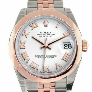 Rolex Datejust 31 White Roman Dial 18K Rose Gold Two Tone Jubilee Ladies Watch 178241 / None