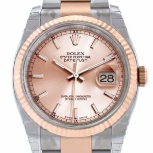 Rolex Datejust 36 Pink Dial Fluted Steel And 18K Rose Gold Oyster Watch 116231