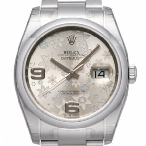 Rolex Datejust 36 Silver Floral Dial Stainless Steel Automatic Ladies Watch 116200 / None