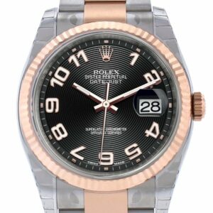 Rolex Datejust 36 Black Arab Dial Fluted Steel And 18K Rose Gold Oyster Watch 116231