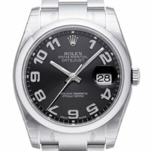 Rolex Datejust 36 Black Concentric Circle Dial Stainless Steel Oyster Automatic Mens Watch 116200 /