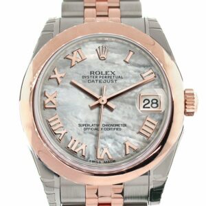 Rolex Datejust 31 White Mother Of Pearl Roman Dial 18K Rose Gold Two Tone Jubilee Ladies Watch