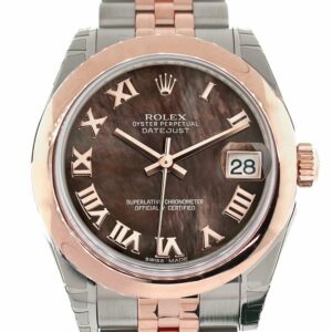 Rolex Datejust 31 Black Mother Of Pearl Roman Dial 18K Rose Gold Two Tone Jubilee Ladies Watch