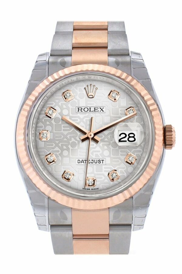 Rolex Datejust 36 Silver Jubilee Design Set With Diamonds Dial Fluted Steel And 18K Rose Gold Oyster