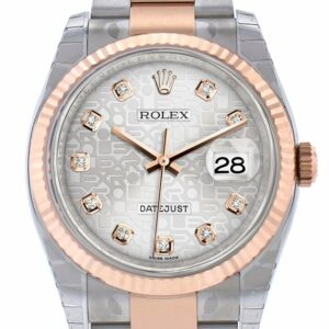 Rolex Datejust 36 Silver Jubilee Design Set With Diamonds Dial Fluted Steel And 18K Rose Gold Oyster