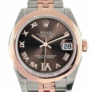 Rolex Datejust 31 Chocolate Roman Large Vi Set With Diamond Dial 18K Rose Gold Two Tone Jubilee