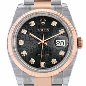 Rolex Datejust 36 Black Jubilee Design Set With Diamonds Dial Fluted Steel And 18K Rose Gold Oyster