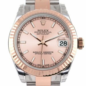 Rolex Datejust 31 Pink Dial Fluted Bezel 18K Rose Gold Two Tone Ladies Watch 178271 / None