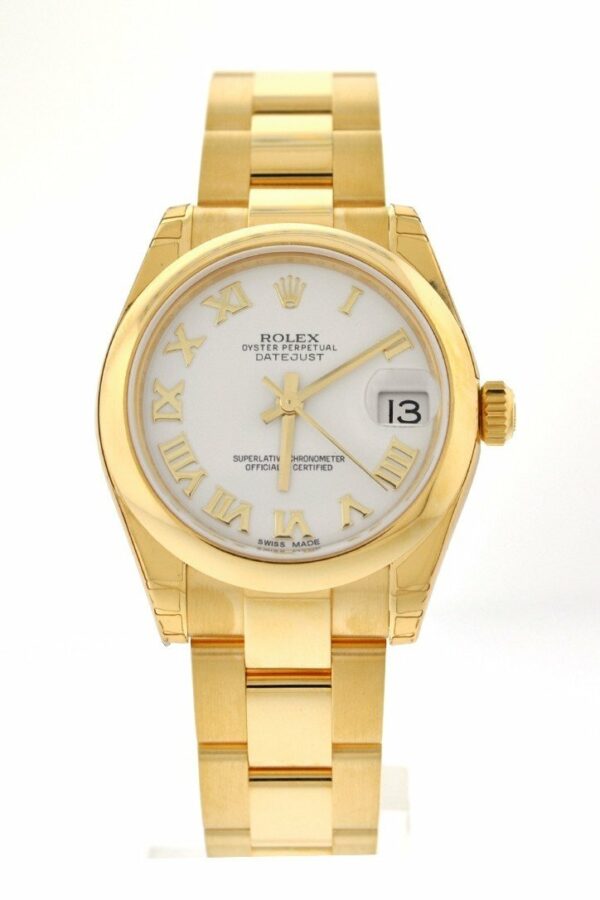 Rolex Datejust 31 White Roman Dial 18K Yellow Gold Ladies Watch 178248