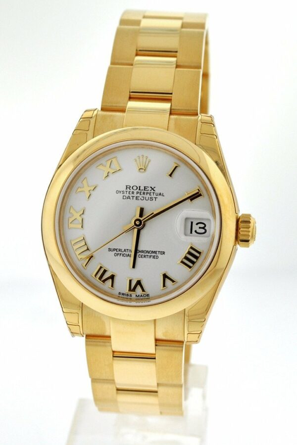 Rolex Datejust 31 White Roman Dial 18K Yellow Gold Ladies Watch 178248