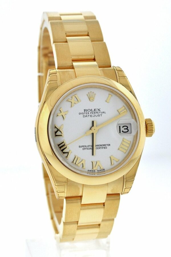 Rolex Datejust 31 White Roman Dial 18K Yellow Gold Ladies Watch 178248