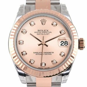 Rolex Datejust 31 Pink Diamond Dial Fluted Bezel 18K Rose Gold Two Tone Ladies Watch 178271 / None