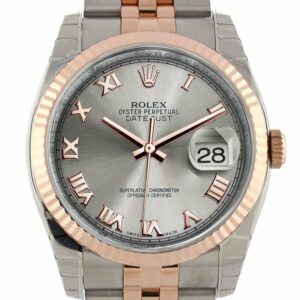 Rolex Datejust 36 Steel Roman Dial Fluted And 18K Rose Gold Jubilee Watch 116231