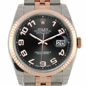 Rolex Datejust 36 Black Concentric Dial Fluted Steel And 18K Rose Gold Jubilee Watch 116231