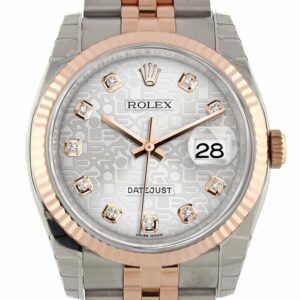 Rolex Datejust 36 Silver Jubilee Design Set With Diamonds Dial Fluted Steel And 18K Rose Gold Watch