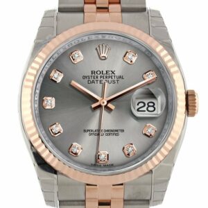 Rolex Datejust 36 Steel Set With Diamonds Dial Fluted And 18K Rose Gold Jubilee Watch 116231