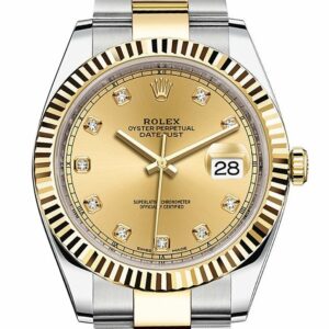 Rolex Datejust 41 Champagne Diamond Dial Steel And 18K Yellow Gold Oyster Mens Watch 126333