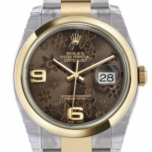 Rolex Datejust 36 Bronze Floral Motif Dial 18K Gold Two Tone Oyster Watch 116203