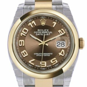 Rolex Datejust 36 Bronze Arab Dial 18K Gold Two Tone Oyster Watch 116203