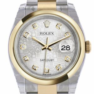 Rolex Datejust 36 Silver Jubilee Diamond Dial 18K Gold Two Tone Oyster Watch 116203