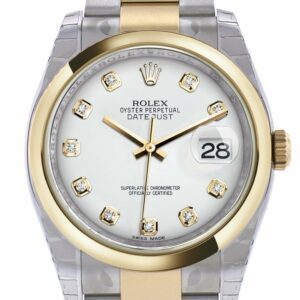 Rolex Datejust 36 White Diamond Dial 18K Gold Two Tone Oyster Watch 116203