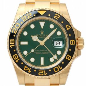 Rolex Gmt Master Ii Green Dial Oyster Bracelet 18Kt Yellow Gold Mens Watch 116718