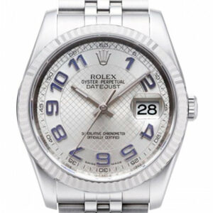 Rolex Datejust 36 Silver Concentric Dial 18K White Gold Fluted Bezel Jubilee Watch 116234