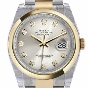 Rolex Datejust 36 Steel Diamond Dial 18K Gold Two Tone Oyster Watch 116203