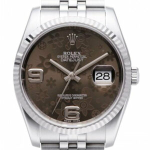 Rolex Datejust 36 Bronze Floral Dial 18K White Gold Fluted Bezel Stainless Steel Jubilee Watch