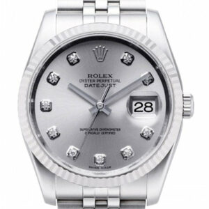 Rolex Datejust 36 Silver Dial 18K White Gold Fluted Bezel Stainless Steel Jubilee Watch 116234