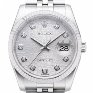 Rolex Datejust 36 Silver Jubilee Diamonds Dial 18K White Gold Fluted Bezel Stainless Steel Watch