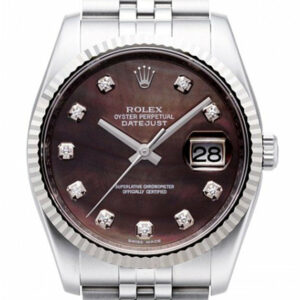 Rolex Datejust 36 Black Mother Of Pearl Dial 18K White Gold Fluted Bezel Stainless Steel Jubilee