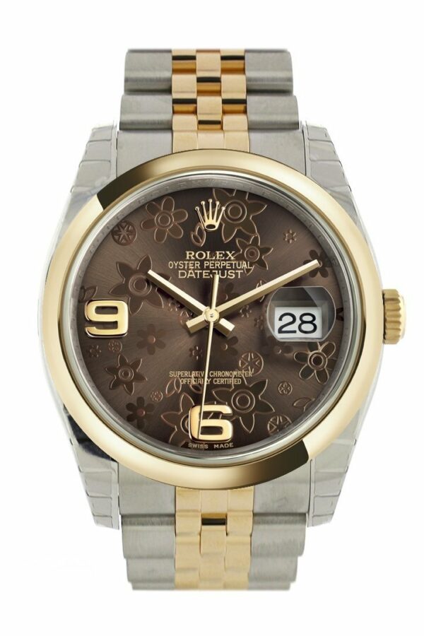 Rolex Datejust 36 Bronze Floral Motif Dial 18K Gold Two Tone Jubilee Watch 116203