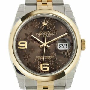 Rolex Datejust 36 Bronze Floral Motif Dial 18K Gold Two Tone Jubilee Watch 116203